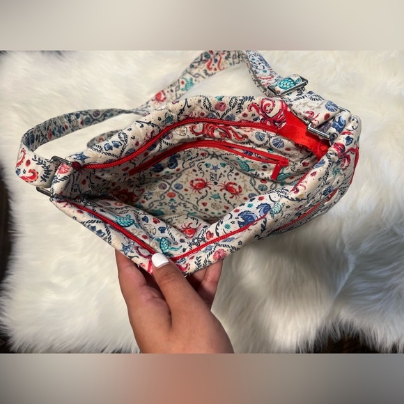 Vera Bradley Triple Zip Hipster Crossbody Shoulder Bag Sea Life - Picture 4 of 6